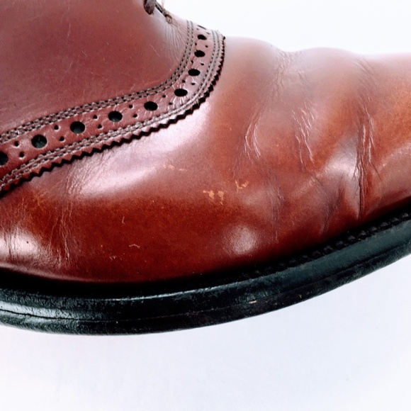 Allen Edmonds Vtg Leather Polo Saddle Shoe Burgundy Corrected Grain Sz 10.5 C - Picture 15 of 16